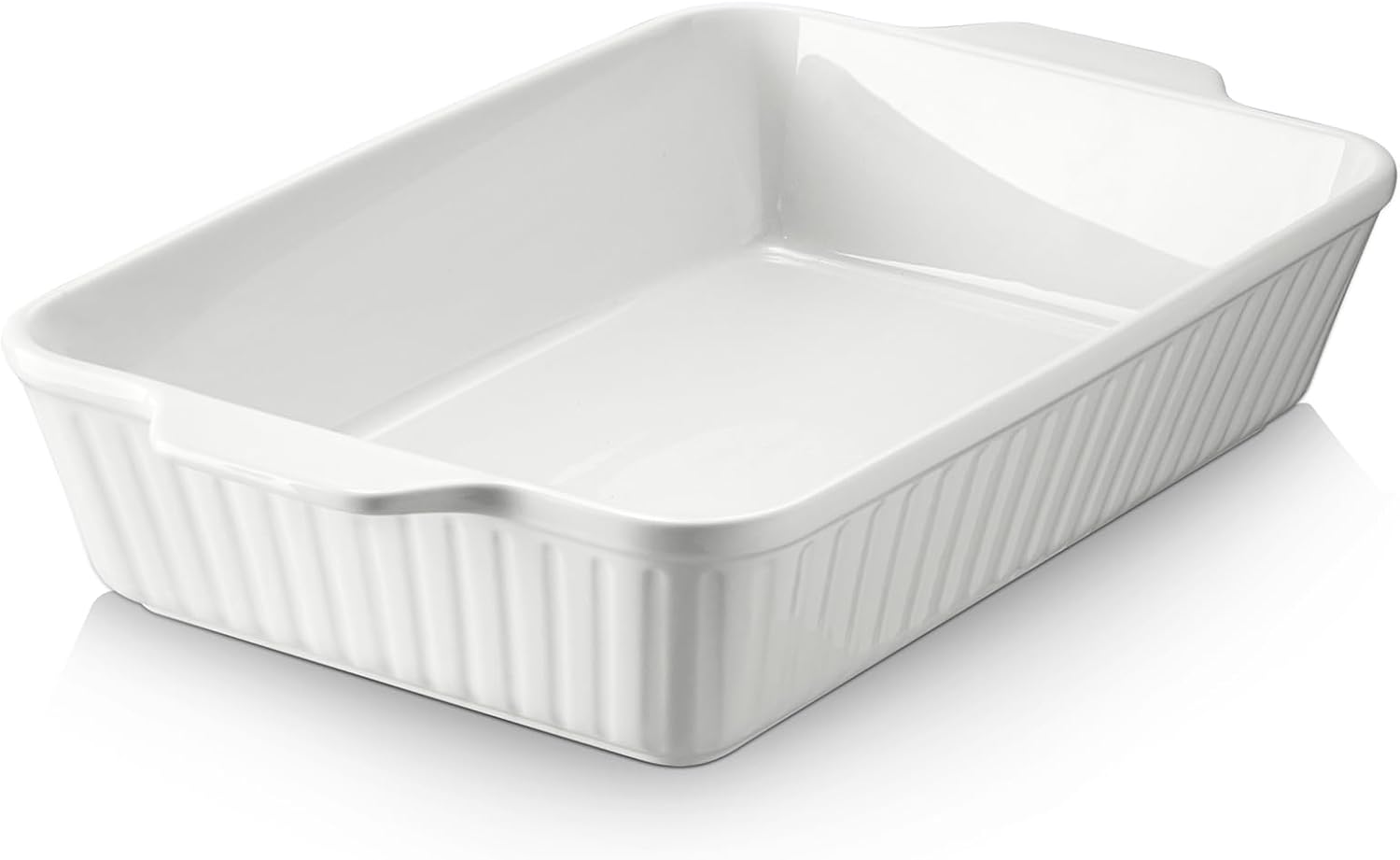 51eCeSL-LZL._AC_SL1500_.jpg Casserole Dish, 9x13 Ceramic Baking Dish, Large Lasagna Pan Deep for Oven, 4.2 Quarts Baking Pan with Handles, Oven Safe and Durable Bakeware for Lasagna, Home Decor, Wedding Gift, Soft White - Image 1