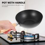 Small Iron Pot Japanese Style Mini Wok 8 Inch Flat Bottom Cast Iron Pan for Single Serving Cooking Compatible with Induction Gas Electric Stoves - Image 2