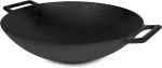 12'' Pre Seasoned Heavy Duty Construction Cast Iron Grilling Wok, Griddle and Stir Fry Pan