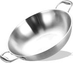 14.5 Inch Tri-Ply Stainless Steel Chef's Wok Pan,Deep Stir-Fry Pan,Jumbo Cooker,Induction Cooking Pot,Dishwasher and Oven Safe