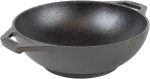 6.25 Inch Cast Iron Mini Wok with Dual Loop Handles – PFAS FREE Pre-Seasoned Individual Serving Pan – Stovetop & Oven Safe Heavy Duty Sauce Wok – Made in USA