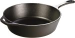 5 Quart Pre-Seasoned Cast Iron Deep Skillet - Signature Teardrop Handle & Assist Handle - Use in the Oven, on the Stove or Grill, or Over a Campfire - Black