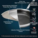 8 Inch Tri-Ply Stainless Steel Hybrid Frying Pan, Ceramic Nonstick Skillet, Induction & Oven Safe 600°F, PFAS/PFOA Free Professional Clad Cookware - Image 2