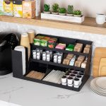 Mind Reader Cup and Condiment Station, Countertop Organizer, Coffee Bar, Kitchen, Stirrers, Black - Image 2
