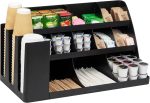 Mind Reader Cup and Condiment Station, Countertop Organizer, Coffee Bar, Kitchen, Stirrers, Black