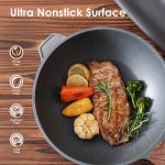Nonstick Wok Pan with Lid 11-inch, Healthy Stir-fry Pan Induction Cookware with Swiss Granite Coating, Deep Frying Pan Skillet with Stay-cool Handle, PFOA Free - Image 2