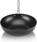 12-Inch Nonstick Flat Bottom Wok/Stir-Fry Pan - PFOA Free, Dishwasher and Oven Safe, Made in Korea